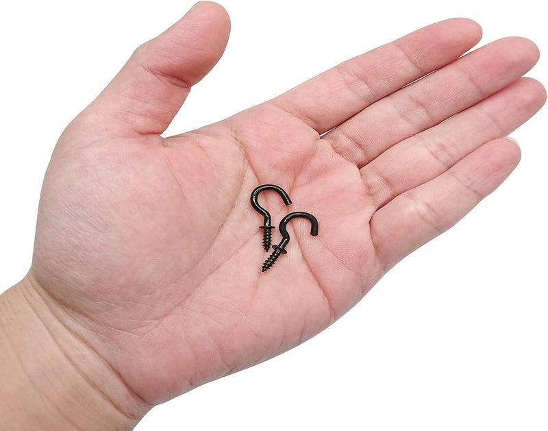 Hulless 100 Pcs 1/2 Inch Metal Cup Hooks Ceiling Screw Hooks for Attachment and Suspension, Black - Image 4